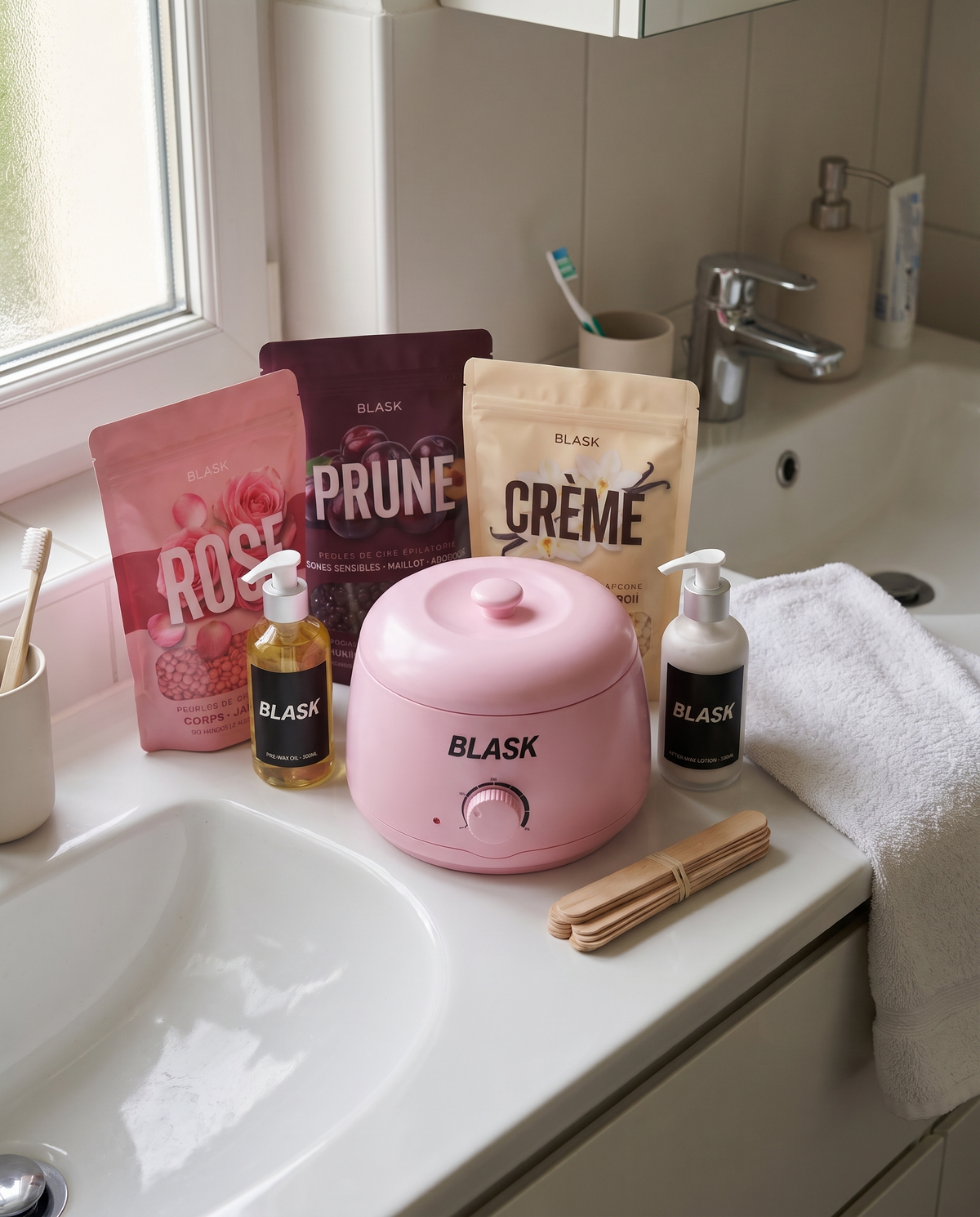Kit Blask dans une salle de bain