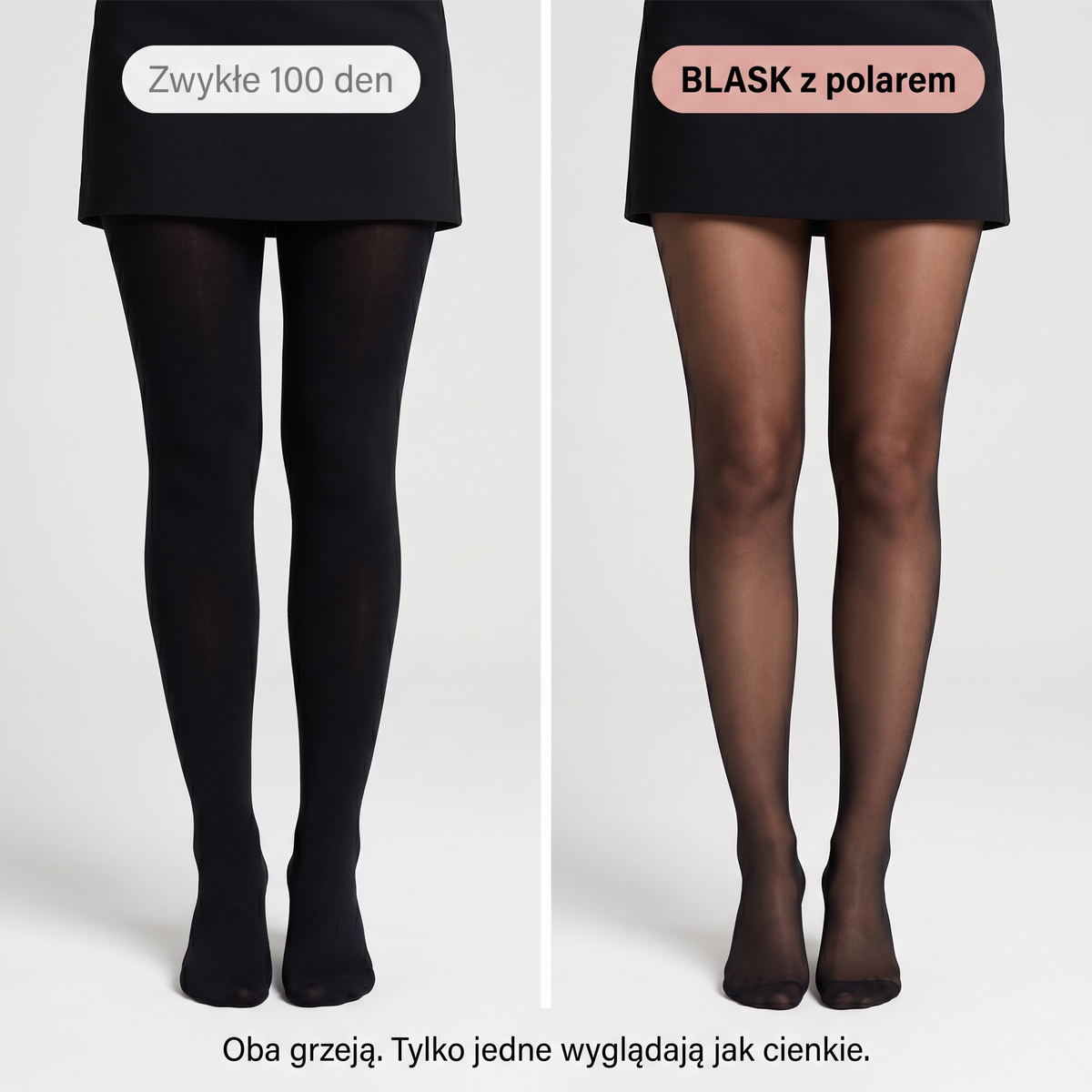 Zwykłe rajstopy 100 den kontra Blask z polarem