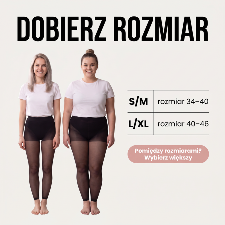 Tabela rozmiarów: S/M 34–40, L/XL 40–46